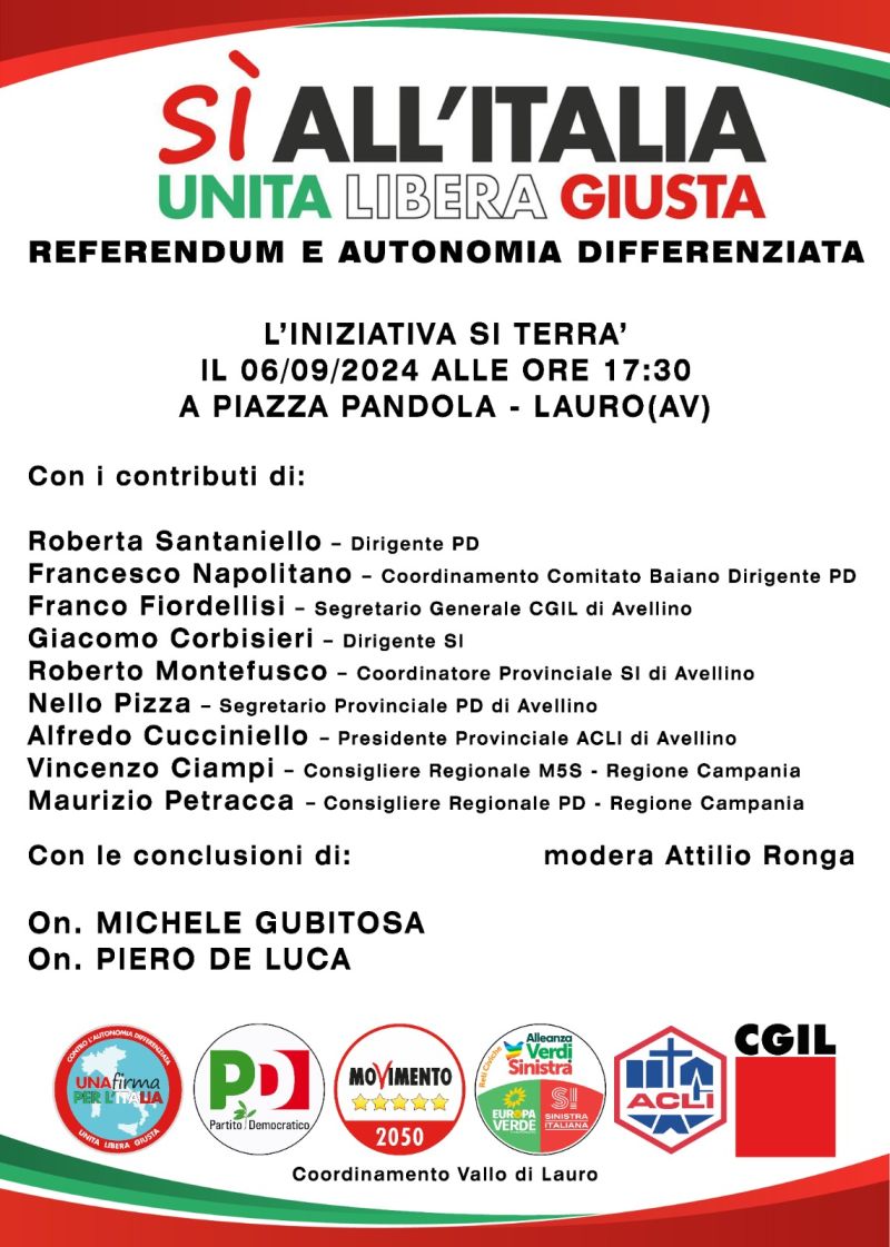 Sì all'Italia Unita, Libera, Giusta - Acli Avellino (AV)