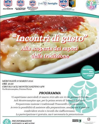 Incontri di gusto: Alla scoperta dei sapori della tradizione - Acli Marche