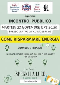 Come risparmiare energia - Circolo Acli Ciserano (BG)