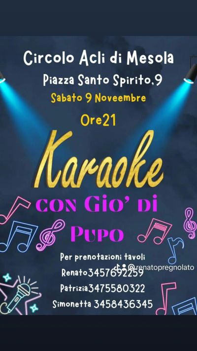 Karaoke con Gio' di Pupo - Circolo Acli Mesola (FE)