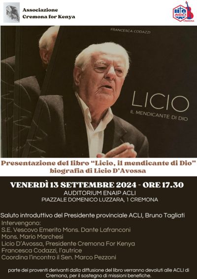 Presentazione del libro &quot;Licio, il mendicante di Dio&quot; - Acli Cremona (CR)