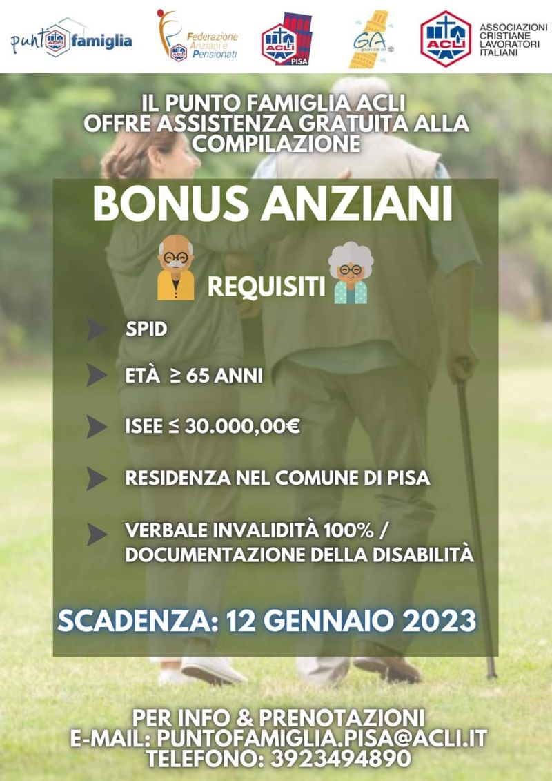 Bonus anziani - Acli Pisa (PI)