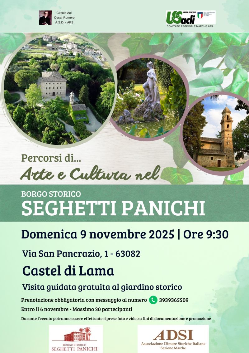 Percorsi di Arte e Cultura nel Borgo Storico Seghetti Panichi - Castel di Lama (AP) - Circolo Acli Oscar Romero e US Acli Marche