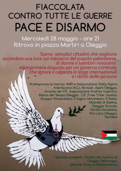 Fiaccolata contro tutte le guerre pace e disarmo - Oleggio, Acli Novara (No)