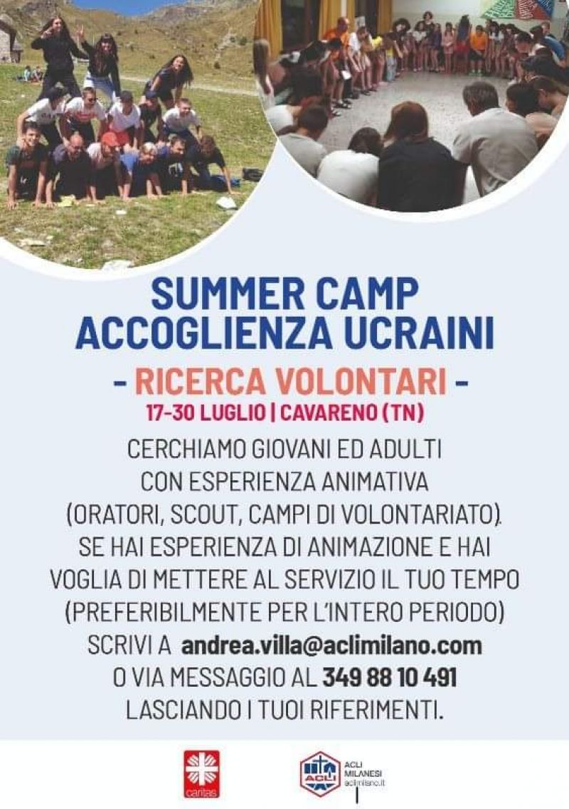 Summer Camp Accoglienza Ucraini: Ricerca Volontari - Acli Milanesi (MI)