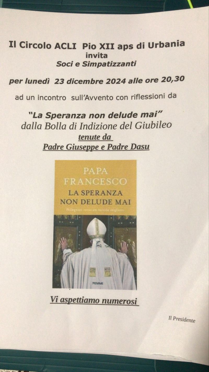 La Speranza non delude mai - Circolo Acli Pio XII di Urbania (PU)