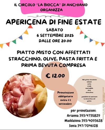 Apericena di fine estate - Anchiano - Circolo Acli La Biocca