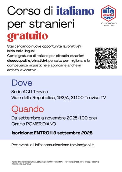 Corso di italiano per stranieri - Treviso - Acli Treviso (TV)