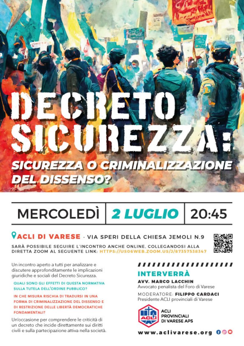 Decreto sicurezza: Sicurezza o criminalizzazione del dissenso? - Varese - Acli Varese (VA)