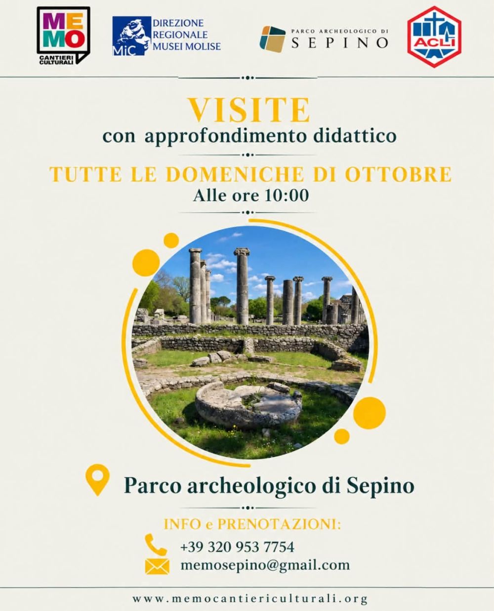 ATTIVITÀ CULTURALI DI OTTOBRE - VISITA PARCO ARCHEOLOGICO DI SEPINO - SEPINO (CB) - ASS. MEMO AFF. ACLI MOLISE