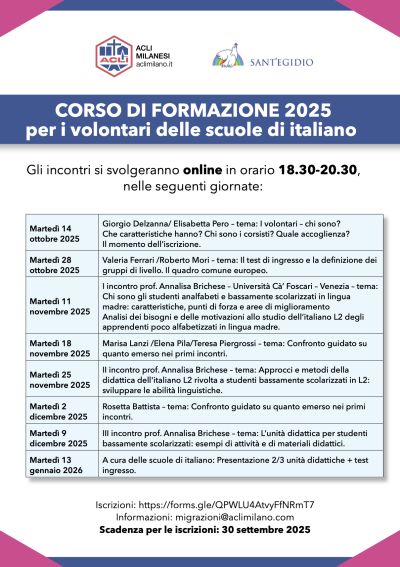 Corso di formazione per i volontari delle scuole di italiano - Milano - Acli Milano (MI)