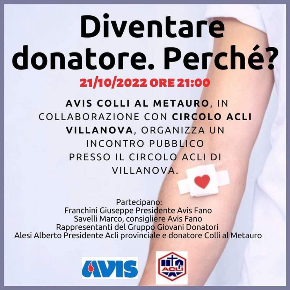 Diventare donatore. Perché? - Circolo Acli Villanova (BS)