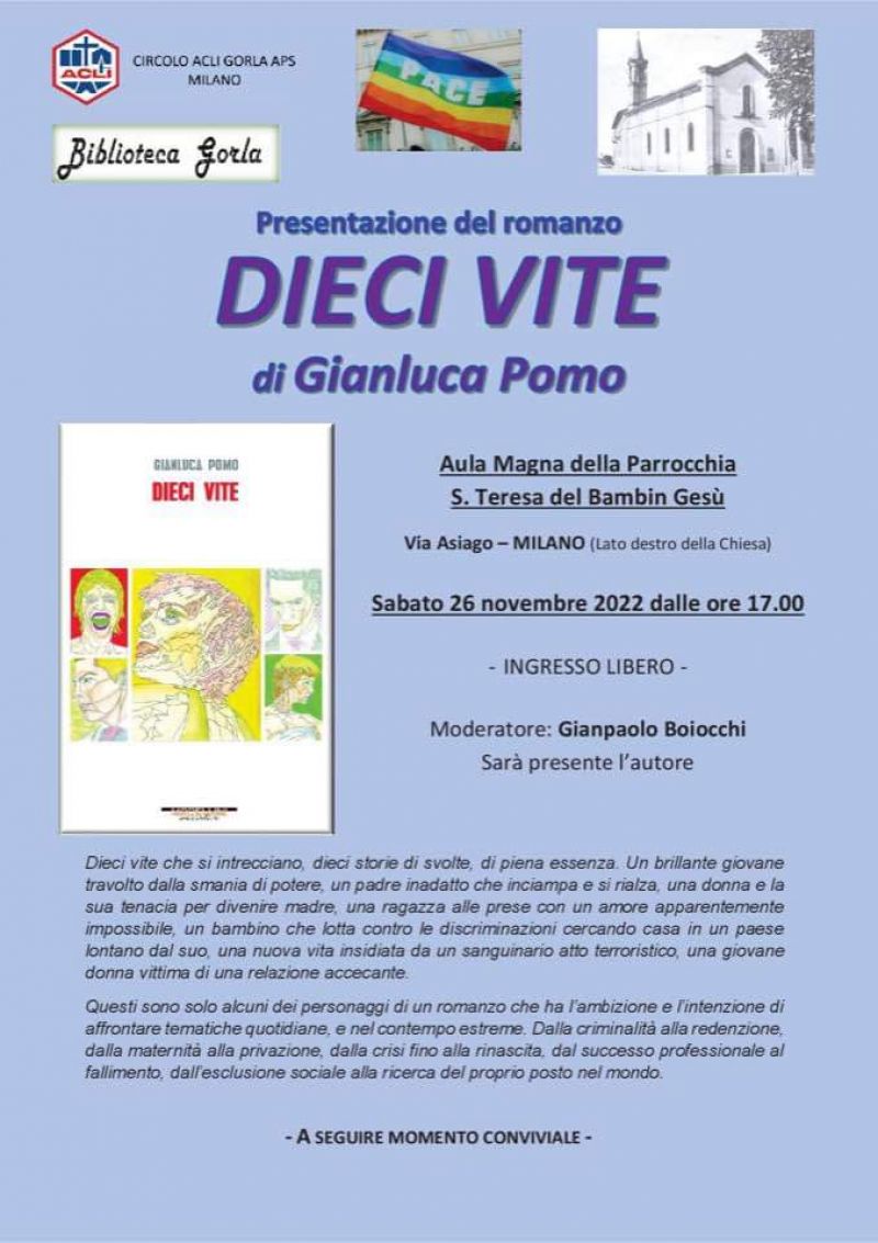 Presentazione del romanzo "Dieci Vite" di Gianluca Pomo - Circolo Acli Gorla (MI)