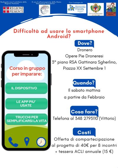 Corso in gruppo per imparare ad usare lo smartphone - Circolo Acli Dronero (CN)