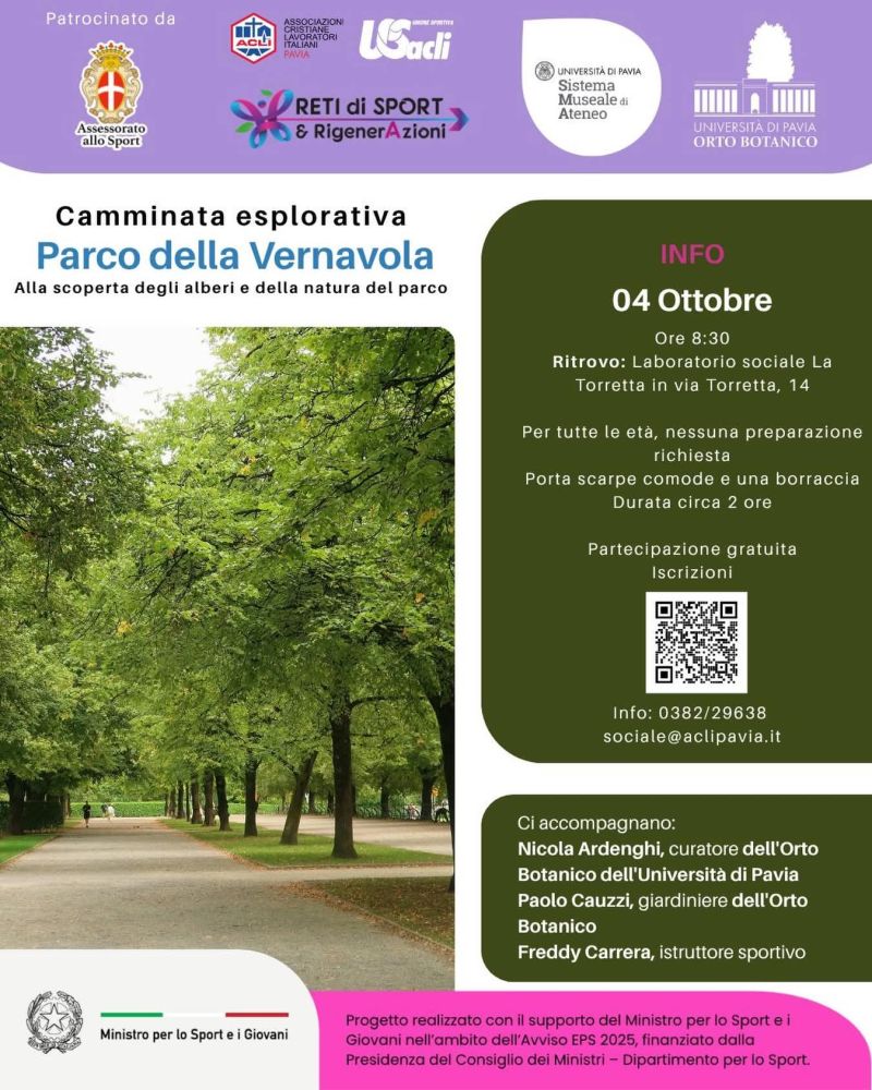 CAMMINATA ESPLORATIVA AL PARCO DELLA VERNAVOLA - ALLA SCOPERTA DEGLI ALBERI E DELLA NATURA - PAVIA (PV) - US ACLI LOMBARDIA - ACLI PAVIA (PV)