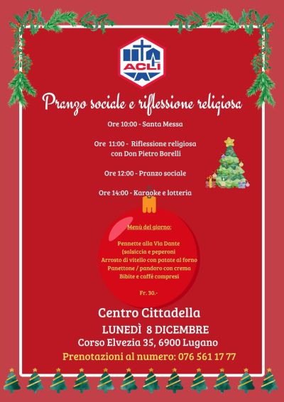 Pranzo sociale e riflessione religiosa - Lugano - Circolo Acli Lugano (Svizzera)