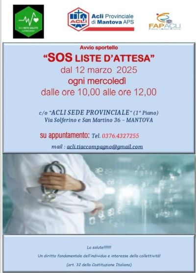 Avvio sportello SOS Liste d'Attesa - Acli Mantova (MN)
