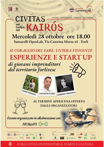 ESPERIENZE E START UP DI GIOVANI IMPRENDITORI DEL TERRITORIO FORLIVESE - AL TERMINE APERICENA - FORLÌ - ACLI FORLÌ CESENA - CIRCOLO ACLI LAMBERTO VALLI (FC) - COORDINAMENTO DONNE FORLÌ CESENA (FC) - CIRCOLO ACLI S. MARTINO IN STRADA E CA' OSSI (FC)