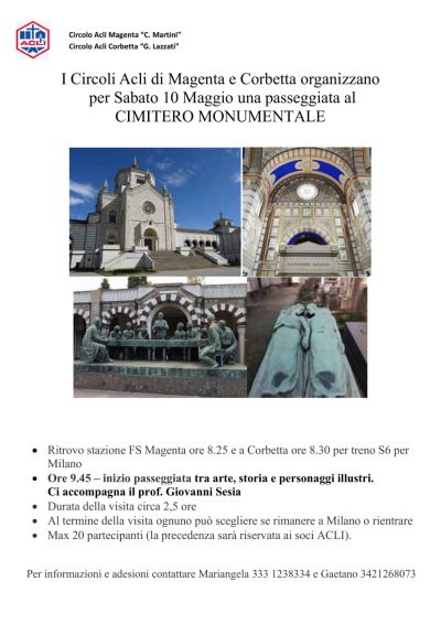 Passeggiata al Cimitero Monumentale - Circoli Acli di Magenta e Corbetta (MI)