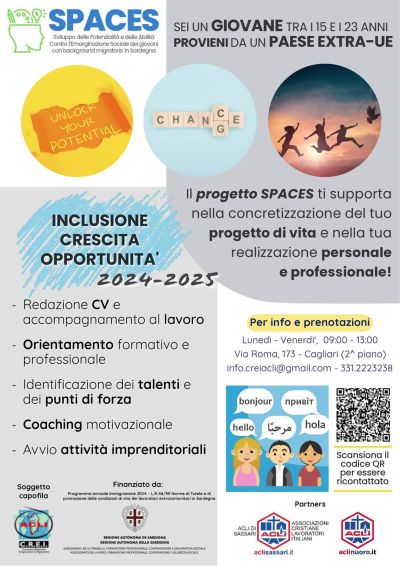 Spaces: Opportunità e inclusione per i giovani migranti - CREI Acli Sardegna, Acli Sassari e Acli Nuoro