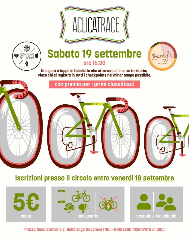 GARA A TAPPE IN BICICLETTA - PREMIO PER I PRIMI CLASSIFICATI - BELLINZAGO NOVARESE (NO) - CIRCOLO ACLI BELLINZAGO NOVERESE (NO)