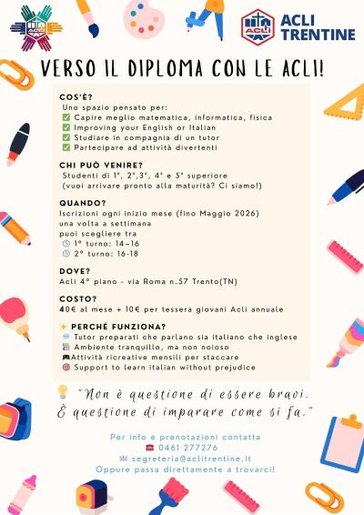 Verso il diploma con le Acli - Trento - Acli Trentine (TN)