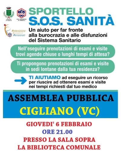 Sportello S.O.S Sanità: Assemblea Pubblica - Acli Vercelli (VC)