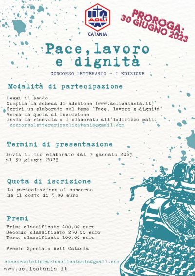 &quot;Pace, lavoro e dignità&quot;: Concorso letterario - Acli Catania (CT)