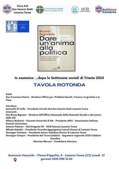 Tavola rotonda: In cammino... dopo le Settimane sociali di Trieste 2024 - Circolo Acli Lamezia Terme (CZ)