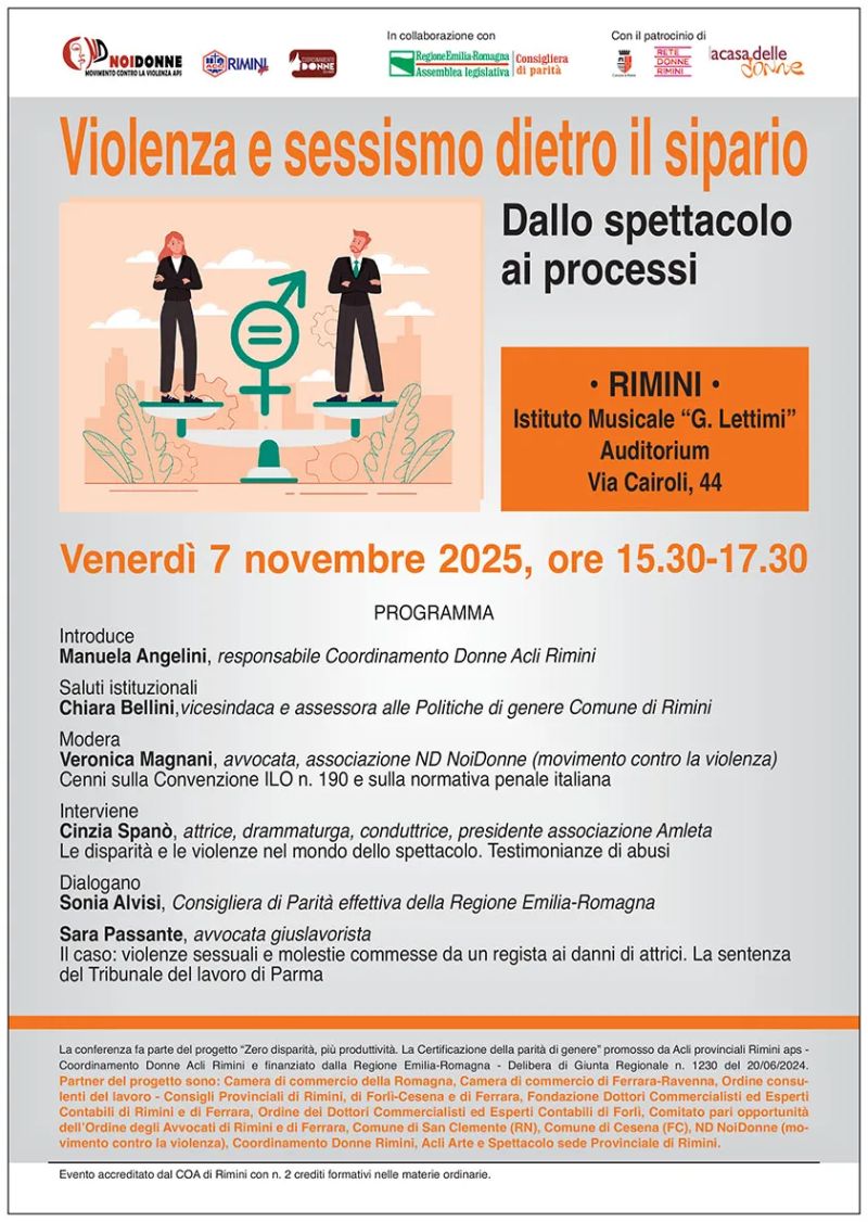 VIOLENZA E SESSISMO DIETRO IL SIPARIO - Rimini - Acli Rimini e Coordinamento Donne Acli Rimini (RN)