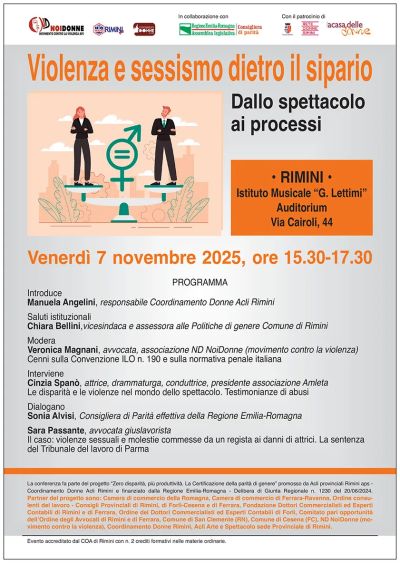 VIOLENZA E SESSISMO DIETRO IL SIPARIO - Rimini - Acli Rimini e Coordinamento Donne Acli Rimini (RN)