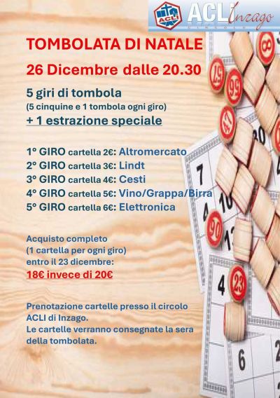 Tombolata di Natale - Inzago (MI) - Circolo Acli Inzago (MI)