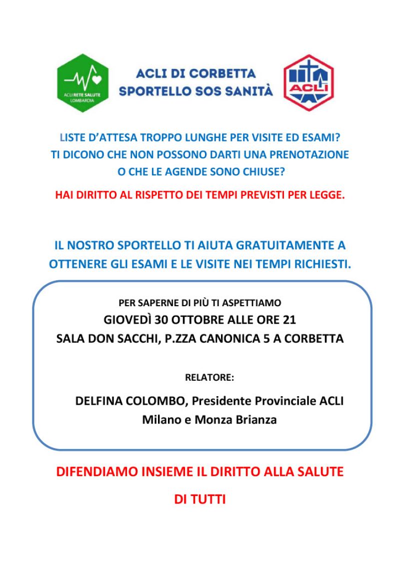 Sportello SOS Sanità - Corbetta (MI) - Circolo Acli Corbetta (MI)