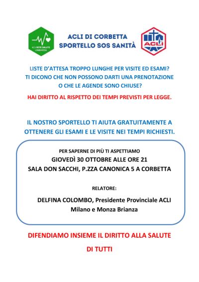 Sportello SOS Sanità - Corbetta (MI) - Circolo Acli Corbetta (MI)