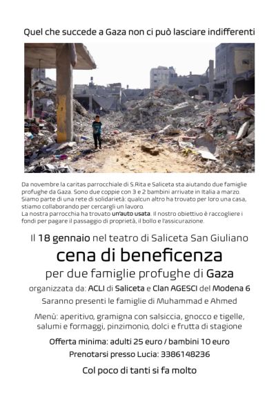 Cena di beneficenza - Circolo Acli Saliceta (Modena)