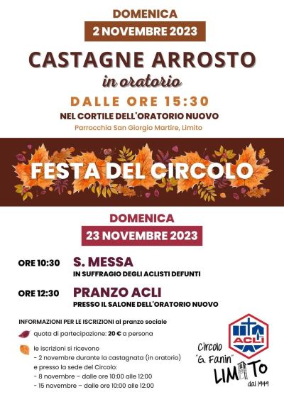 Castagne arrosto in oratorio - Limito - Circolo Acli Limito Pioltello (MI)