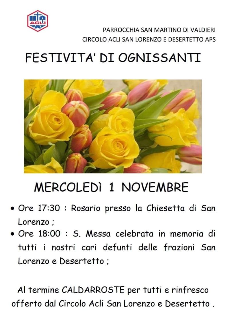 Festività di Ognissanti - Circolo Acli San Lorenzo e Desertetto (CN)