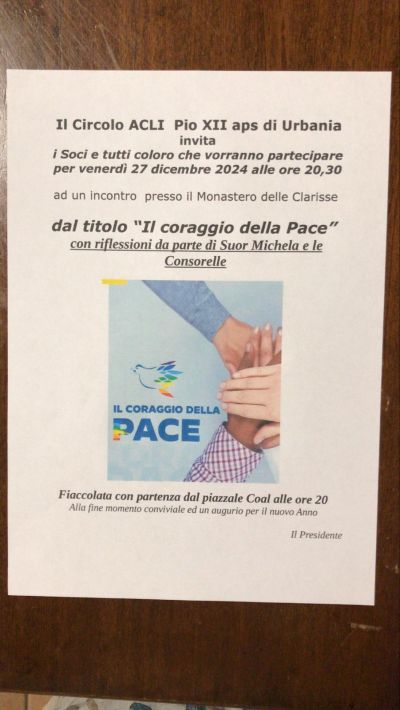 Il coraggio della Pace - Circolo Acli Pio XII di Urbania (PU)