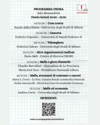 SCUOLA POPOLARE ANTIMAFIA VI EDIZIONE - PROGRAMMA CREMA - BRESCIA BERGAMO VARESE CREMA - CIRCOLO ACLI CREMA (CR) - ACLI VARESE (VA)