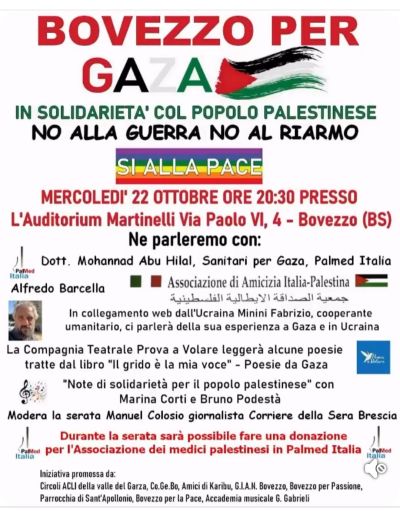 Bovezzo per Gaza - Bovezzo (BS) - Circolo Acli Bovezzo (BS)