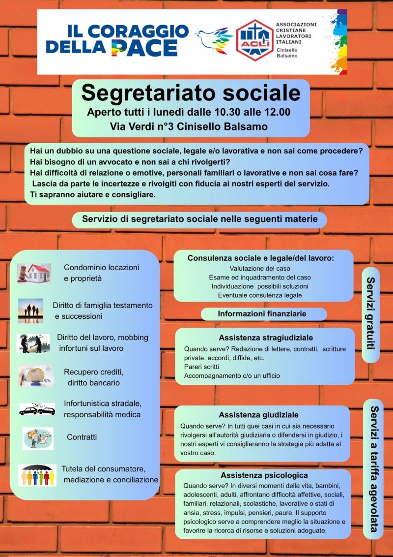 Segretariato sociale - Cinisello Balsamo (MI) - Circolo Acli Cinisello Balsamo (MI)