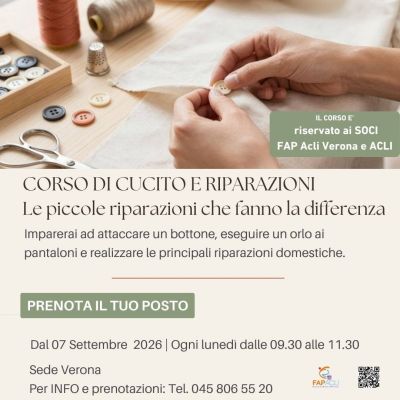 CORSO DI CUCITO E RIPARAZIONI - FAP ACLI VERONA