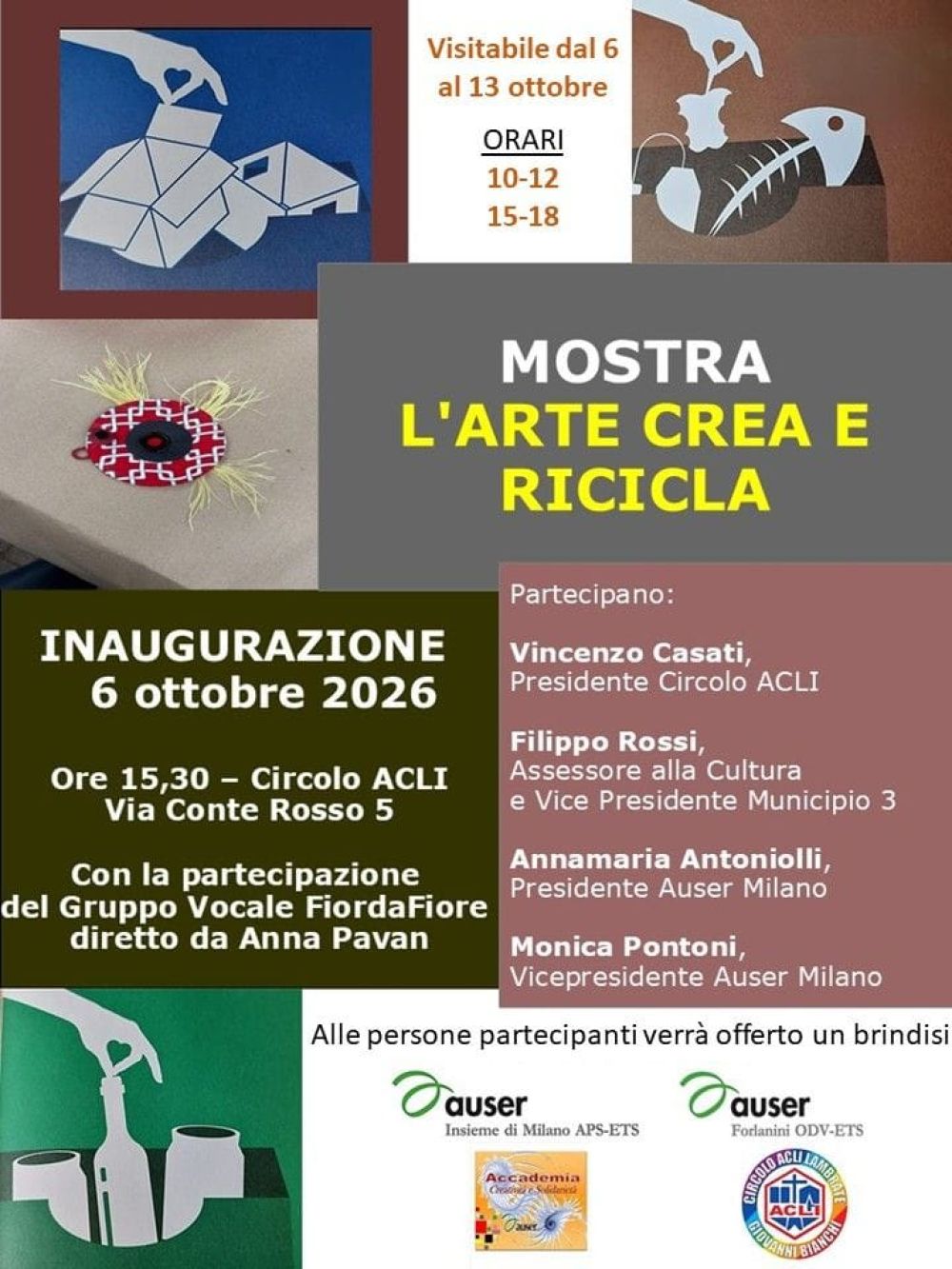 L'ARTE CREA E RICICLA - MOSTRA - INAUGURAZIONE - MILANO (MI) - CIRCOLO ACLI LAMBRATE (MI)
