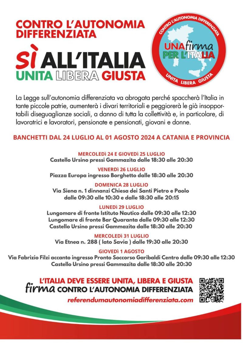 Una firma per l'Italia unita, libera, giusta - Acli Catania (CT)