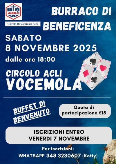 Burraco di beneficienza - Vocemola (AL) - Circolo Acli Vocemola (AL)