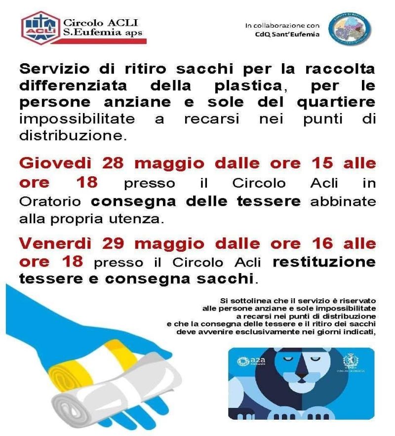 SERVIZIO DI RITIRO SACCHI PER LA RACCOLTA DIFFFERENZIATA - BRESCIA