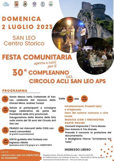 Festa Comuntaria per il 30° Compleanno del Circolo - Circolo Acli San Leo (AR)
