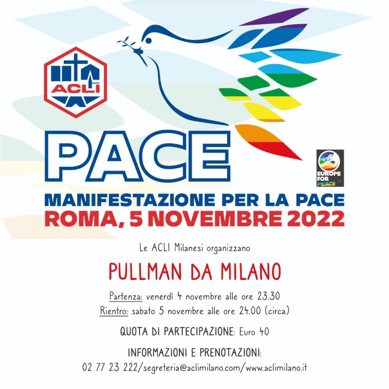 Pullman per la manifestazione Nazionale per la Pace - Acli Milanesi (MI)