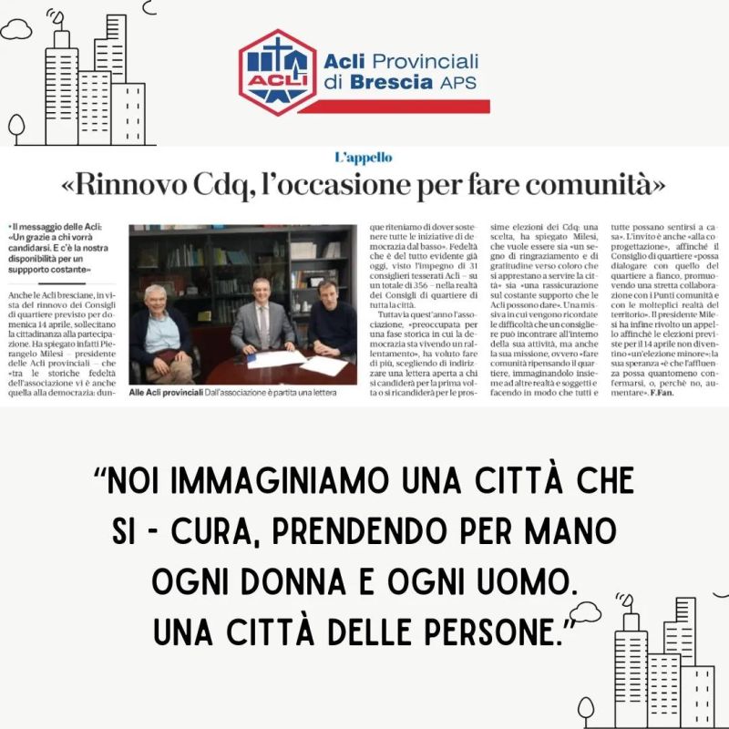 Rinnovo Cdq, l&#039;occasione per fare comunità - Acli Bresciane (BS)
