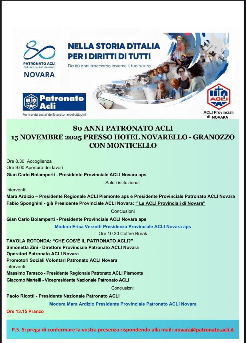80 anni Patronato Acli - Granozzo con Monticello (NO) - Acli Novara (NO)